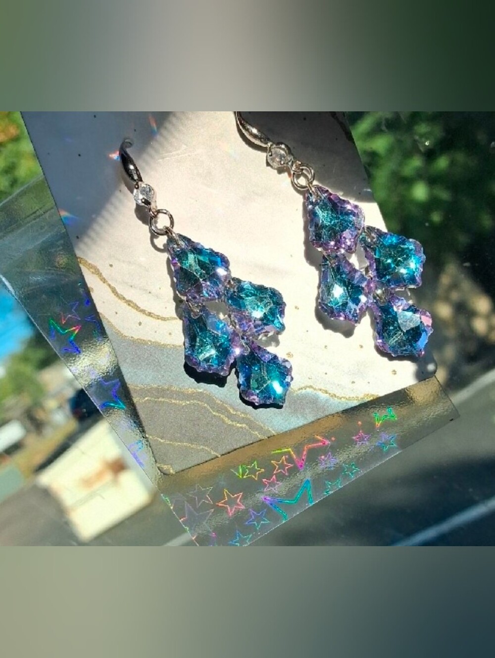$8 Each Or Bundle 5/$20 Iridescent Purple & Blue Teardrop Earrings